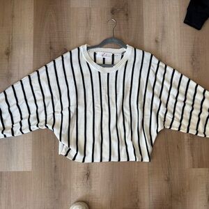 Striped White and Black Sweater (NWOT)